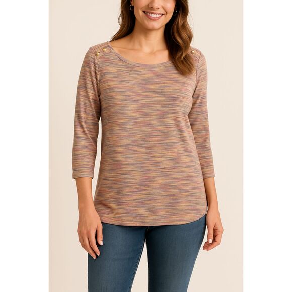 New Directions Petite Knit Top – PL – Multicolor 3/4 Sleeve Scoop Neck - Picture 2 of 2